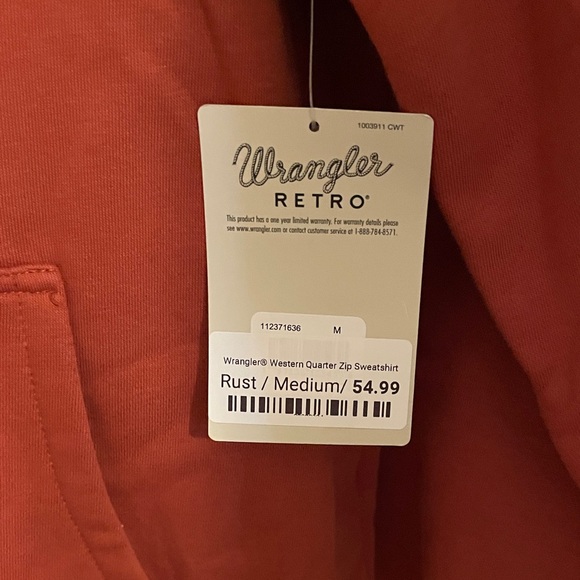 Wrangler Red Zip-Up Sweater with Horseshoe Design - Picture 3 of 3